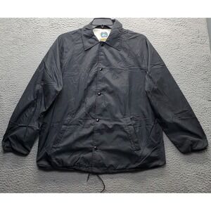 Weather Breaker Windbreaker Coach Jacket Mens Large Black Long Sleeve Snap Front